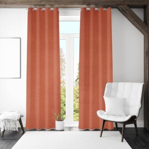 @home Door Curtains for Bedroom Living Room Blackout Room Darkening Eyelet Polyester Solid Curtain Visto Rust 7 Feet Set of 2 by Nilkamal